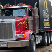 A tree removal truck outside of a client’s home.
